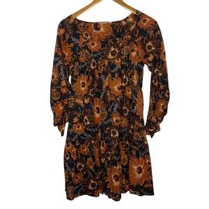 Happy X Nature Tiered Floral Dress Long Sleeve Boho Gypsy Natural Flowy XS
